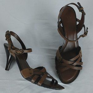 Cole Haan Strappy Sandal Heels Brown Sz 9
